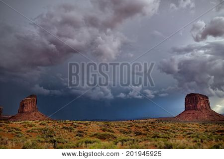 Landscape in Monument Valley in Arizona, United States before a light storm