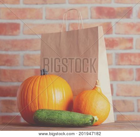 Two Autumn Pumpkins And Eco Package