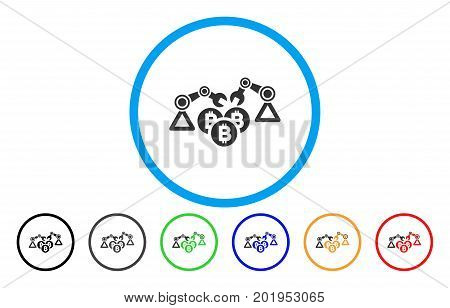 Bitcoin Mining Robotics flat vector pictogram for application and web design.