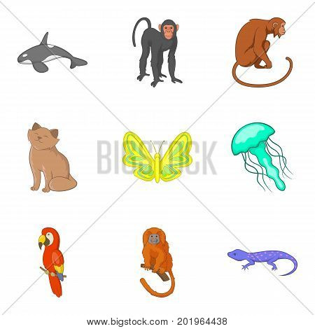 Good animal icons set. Cartoon set of 9 good animal vector icons for web isolated on white background