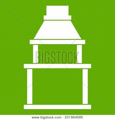BBQ grill icon white isolated on green background. Vector illustration