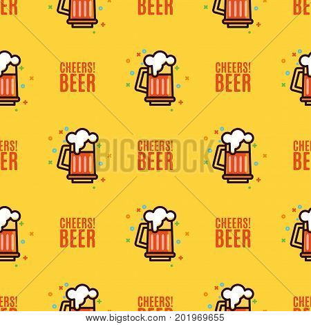 Seamless pattern with foam beer in large mugs Fashionable Ornamnet for bar pub octoberfest festival. Texture for scrapbooking, wrapping paper textile web page textile wallpaper surface design fashion
