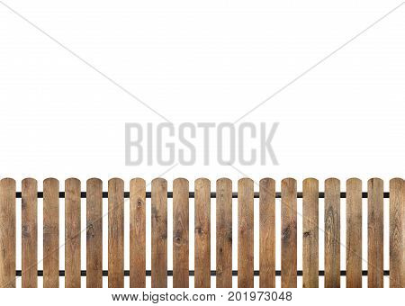 Wooden fence isolated on white background, copy space