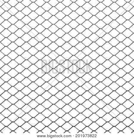 wire mesh, metal chain link fence texture isolated on white background