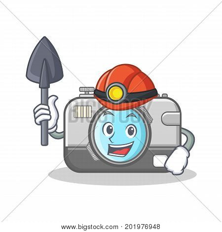 Miner camera caharacter cartoon design vector illustration