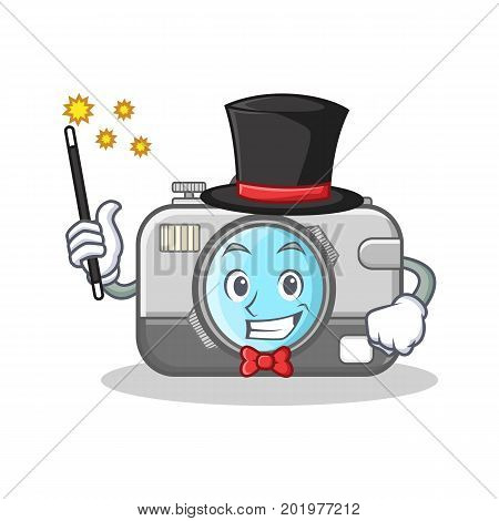 Magician camera caharacter cartoon design vector illustration