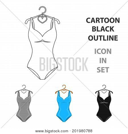 Monotone blue swimsuit for girls. Bathing clothes in the pool.Swimcuits single icon in cartoon style vector symbol stock web illustration.