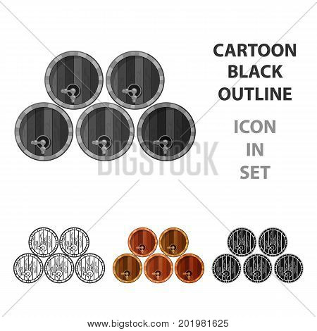 Wine barrels icon in cartoon design isolated on white background. Wine production symbol stock vector illustration.