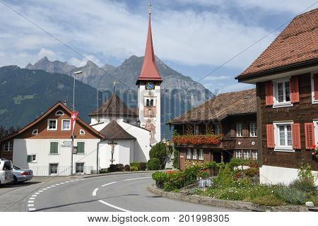 The Village Of Burglen On The Swiss Alps