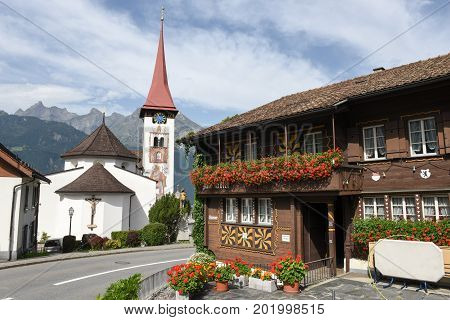 The Village Of Burglen On The Swiss Alps