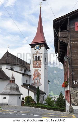 The Village Of Burglen On The Swiss Alps