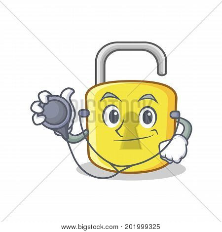 Doctor yellow lock character mascot vector illustration