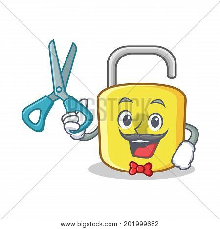 Barber yellow lock character mascot vector illustration