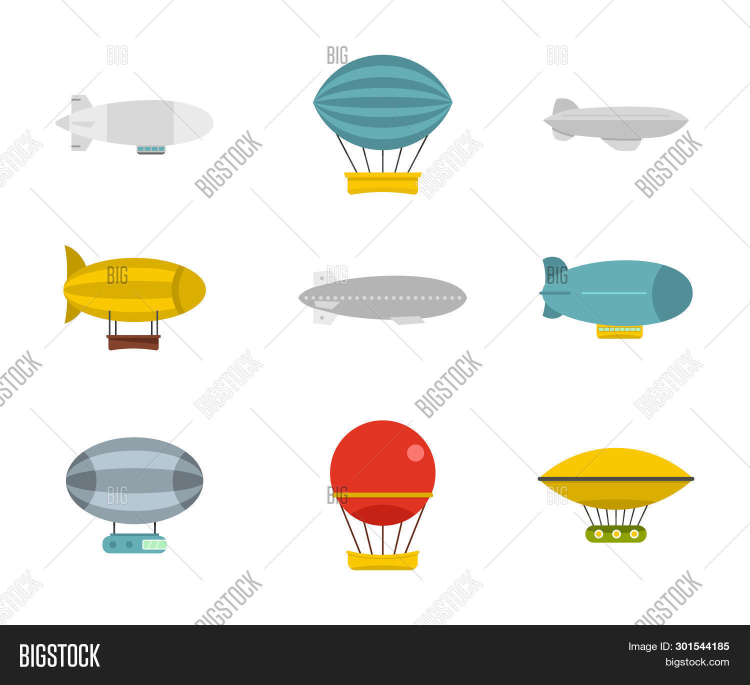 Airship Icon Set. Flat Image & Photo (Free Trial) | Bigstock