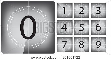 Old Movie Countdown Frame Vector Illustrations Set