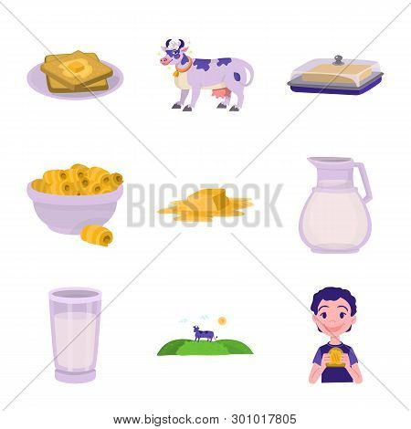 Vector Design Of Food And Dairy Symbol. Set Of Food And Cholesterol Vector Icon For Stock.
