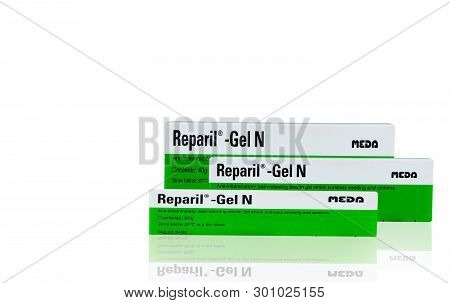 Chonburi, Thailand-october 27, 2018 : Reparil Gel N. Aescin And Diethylamine Salicylate Gel For Anto