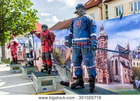 Kosice, Slovakia - May 11: Fanzone In Centre Of City During  2019 Iihf World Championship On May 11,