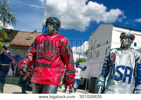 Kosice, Slovakia - May 11: Fanzone In Centre Of City During  2019 Iihf World Championship On May 11,