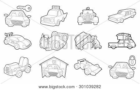 Car Icon Set. Outline Set Of Car Icons For Web Design Isolated On White Background