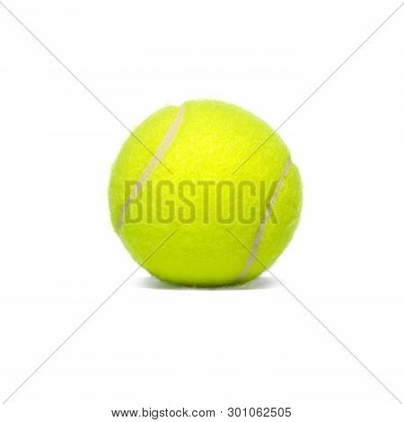 Yellow Tennisball Isolated On White Background. Sport, Fitness And Competition Concept.
