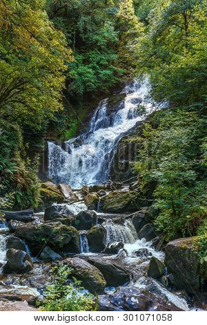 Torc Waterfall Is A 20 Metres High, 110 Metres Long Cascade Waterfall In County Kerry, Ireland.