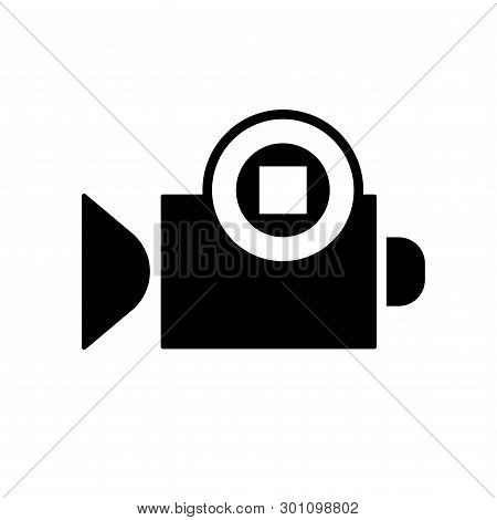 Flat Icon Of Video Recorder With Play Sign For Apps And Web Sites. Vector Illustration.
