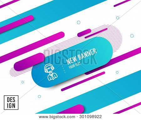 Shipping Support Line Icon. Delivery Manager Sign. Logistics Help Symbol. Diagonal Abstract Banner. 