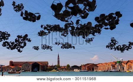 Venice, Italy - May 09: Installation By Tomas Saraceno Titled Acqua Alta - Enclave De Sol Exposed At