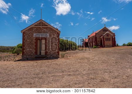 Greenough, Australia -- February 4, 2018. Two Historic Buildings In The Restored Town Of Greenough, 