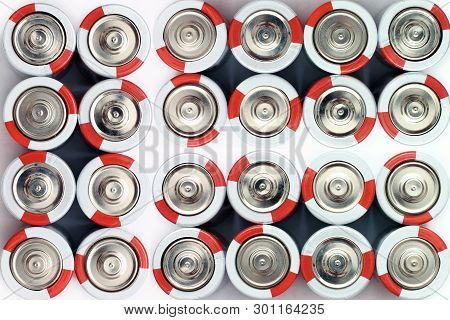 Batteries On White Background. Several Batteries. Electronics