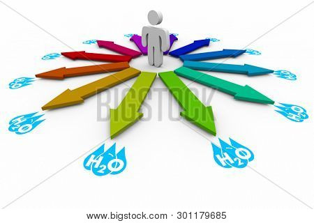 Water H20 Drinkable Clean Resource Sources Choices 3d Illustration
