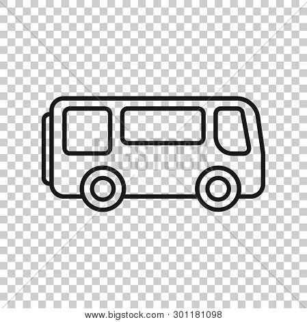 School Bus Icon In Transparent Style. Autobus Vector Illustration On Isolated Background. Coach Tran