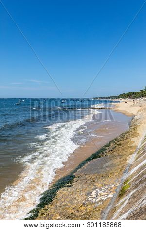 Boats Moored  In Archachon Bay, Gironde, France