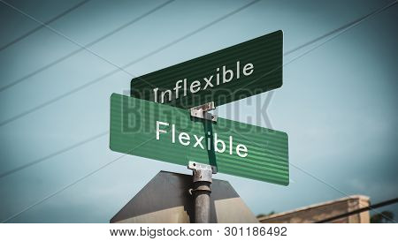 Street Sign The Direction Way To Flexible Versus Inflexible