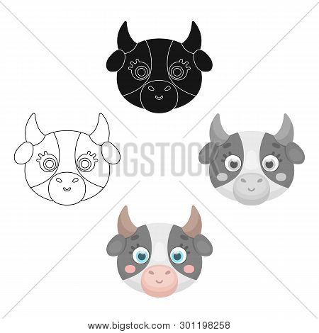 Cow Muzzle Icon In Cartoon, Black Style Isolated On White Background. Animal Muzzle Symbol Stock Vec