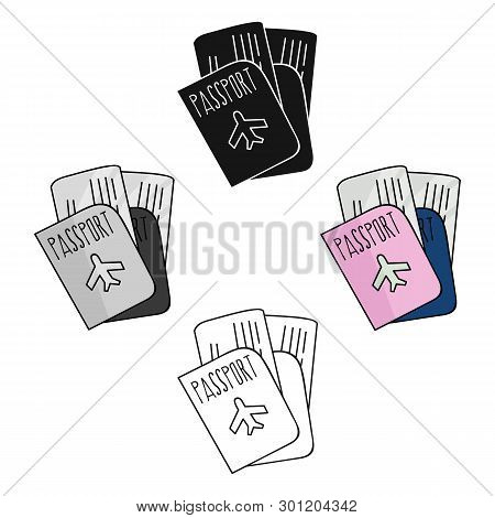 Passport Icon In Cartoon, Black Style Isolated On White Background. Family Holiday Symbol Stock Vect