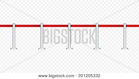 Red Carpet With Red Ropes On Golden Stanchions. Exclusive Event, Movie Premiere, Gala, Ceremony, Awa