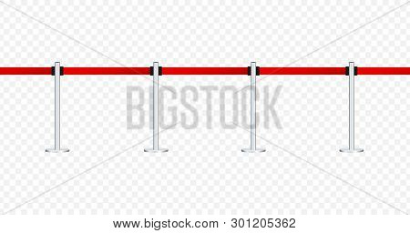 Red Carpet With Red Ropes On Golden Stanchions. Exclusive Event, Movie Premiere, Gala, Ceremony, Awa