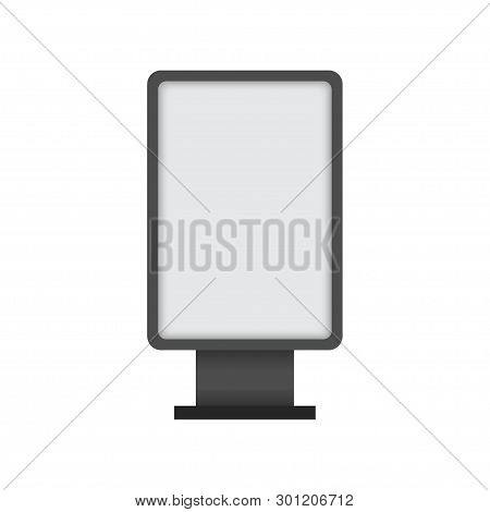 Blank Interactive Outdoor Kiosk. Display Kiosk Stand, Blank Mockup Advertising Touch. Vector Stock I