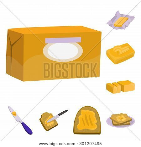 Vector Illustration Of Food And Dairy Logo. Set Of Food And Cholesterol Vector Icon For Stock.