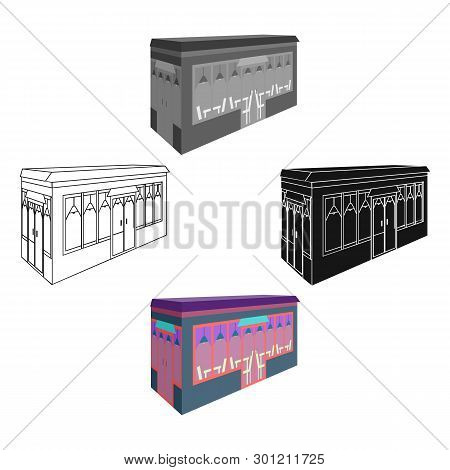 Bar, Restaurant. Architectural Construction Of The Bar Single Icon In Cartoon, Black Style Vector Sy