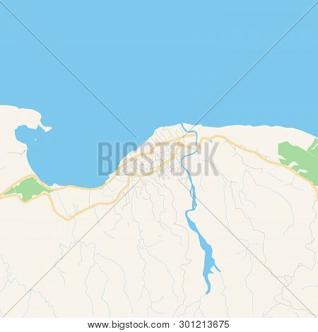 Empty Vector Map Of Petit-goâve, Ouest, Haiti, Printable Road Map Created In Classic Web Colors For 