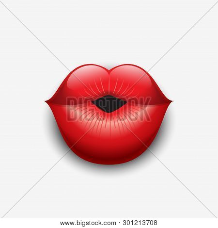 Woman Red Lips Kiss - Vector Illustration - Vector