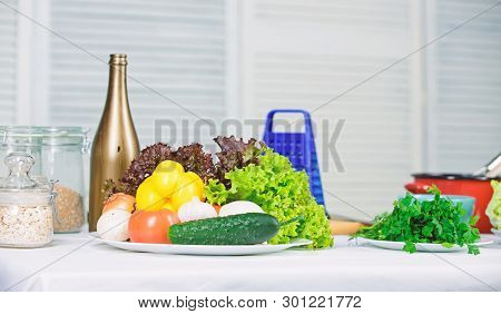 Choosing The Freshest Veggies For Salad. Fresh And Healthy. Culinary Recipe. Dieting And Organic Foo