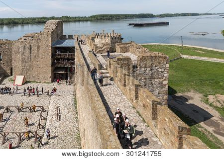 Smederevo, Serbia, May 03, 2019 : The Courtyard Of The Smederevo Fortress, Standing On The Banks Of 