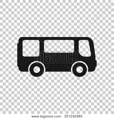 School Bus Icon In Transparent Style. Autobus Vector Illustration On Isolated Background. Coach Tran