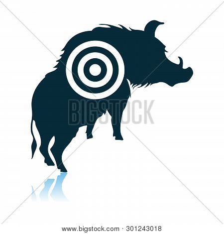 Boar Silhouette With Target Icon. Shadow Reflection Design. Vector Illustration.