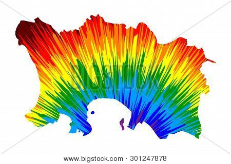 Jersey - Map Is Designed Rainbow Abstract Colorful Pattern, Bailiwick Of Jersey Map Made Of Color Ex