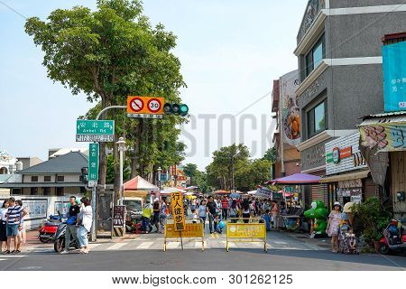 Tainan, Taiwan - April 13, 2019 :  Anping Old Street ( Yanping Street ). A Historic Street In Anping
